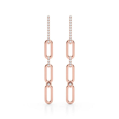 14K Paperclip Diamond Dangle Earrings 0.26CTW - Devine & Co.
