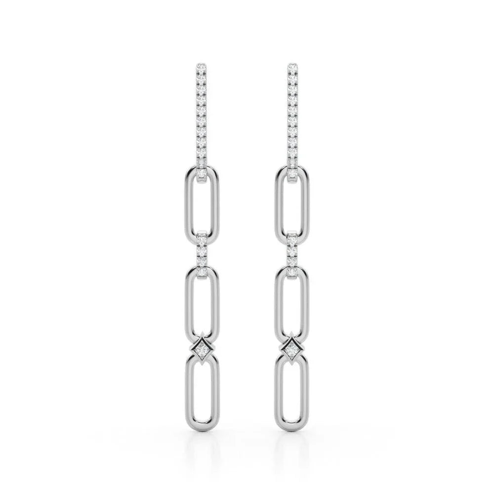 14K Paperclip Diamond Dangle Earrings 0.26CTW - Devine & Co.