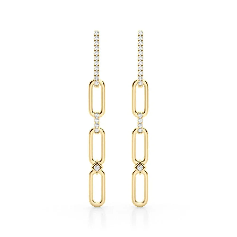 14K Paperclip Diamond Dangle Earrings 0.26CTW - Devine & Co.