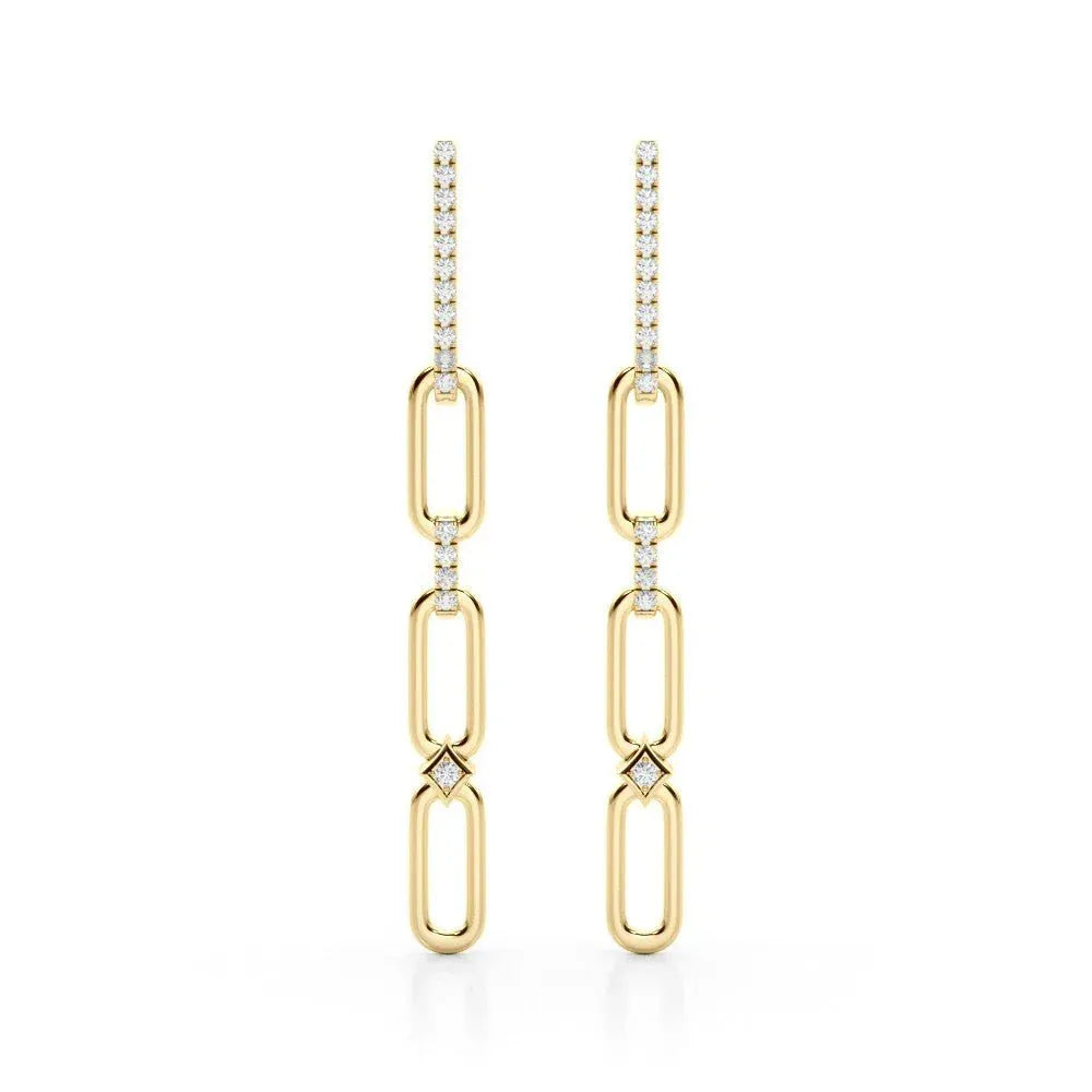 14K Paperclip Diamond Dangle Earrings 0.26CTW - Devine & Co.