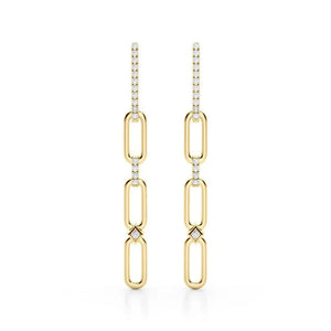 14K Paperclip Diamond Dangle Earrings 0.26CTW