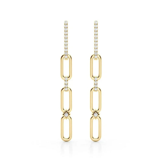 14K Paperclip Diamond Dangle Earrings 0.26CTW - Devine & Co.