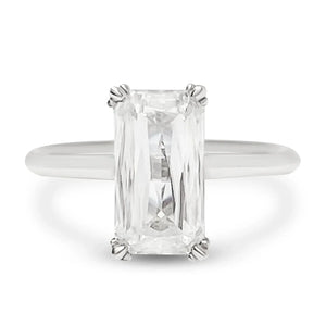 Diamond Crisscross Emerald Cut Moissanite Solitaire Ring 3.50 Carat 14K