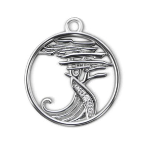 Lone Cypress Pebble Beach Wave Charm Pendant Sterling Necklace & Cubic Zirconia