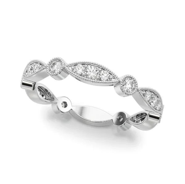 Round Brilliant Cut Lab Grown Milgrain Diamond Wedding Band 0.33CTW 14K - Devine & Co.