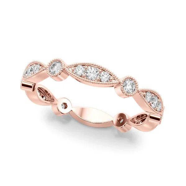 Round Brilliant Cut Lab Grown Milgrain Diamond Wedding Band 0.33CTW 14K - Devine & Co.