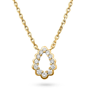 Scallop Droplette Cubic Zirconia Pendant Yellow Plated Silver