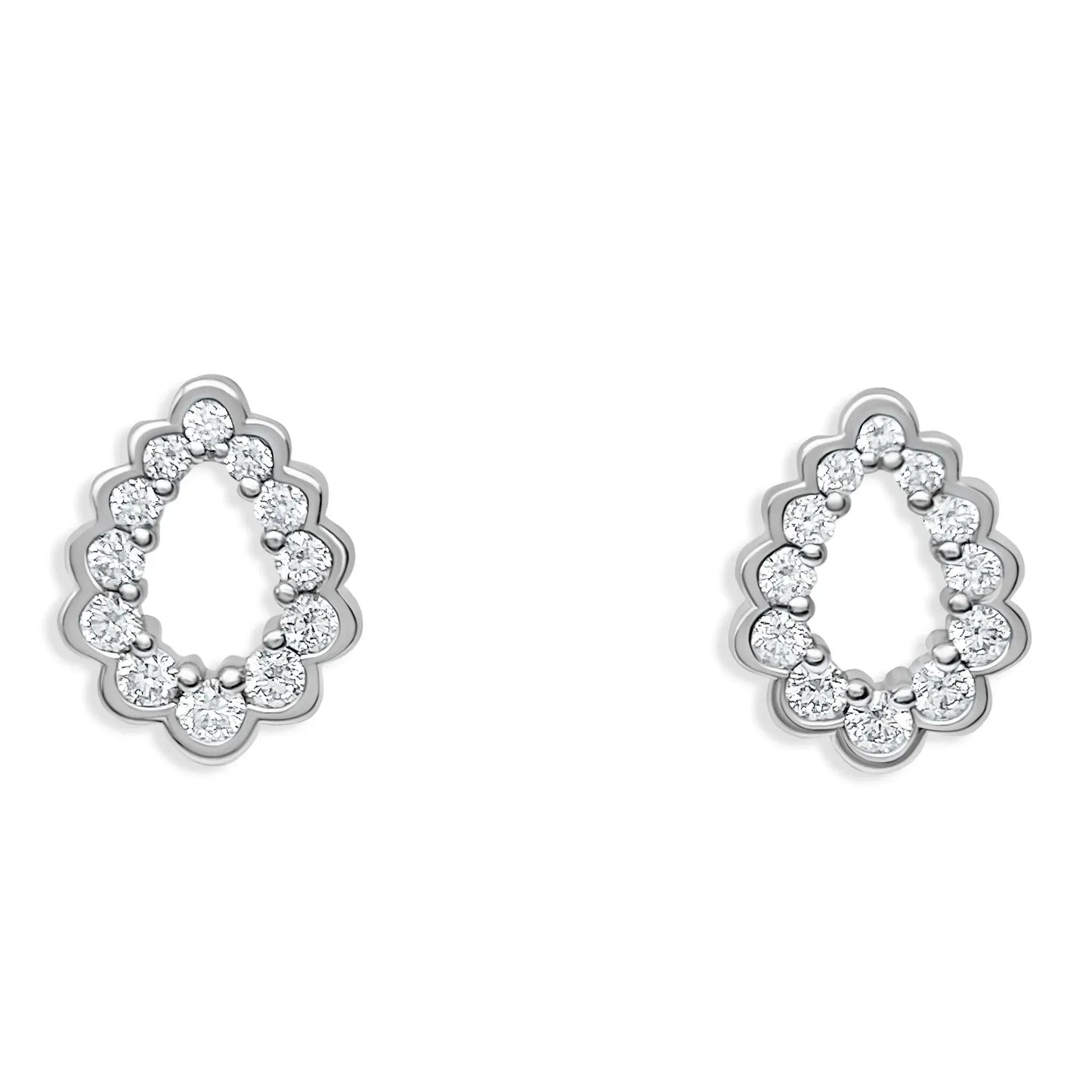 Scallop Droplette Cubic Zirconia Stud Earrings Sterling Silver - Devine & Co.