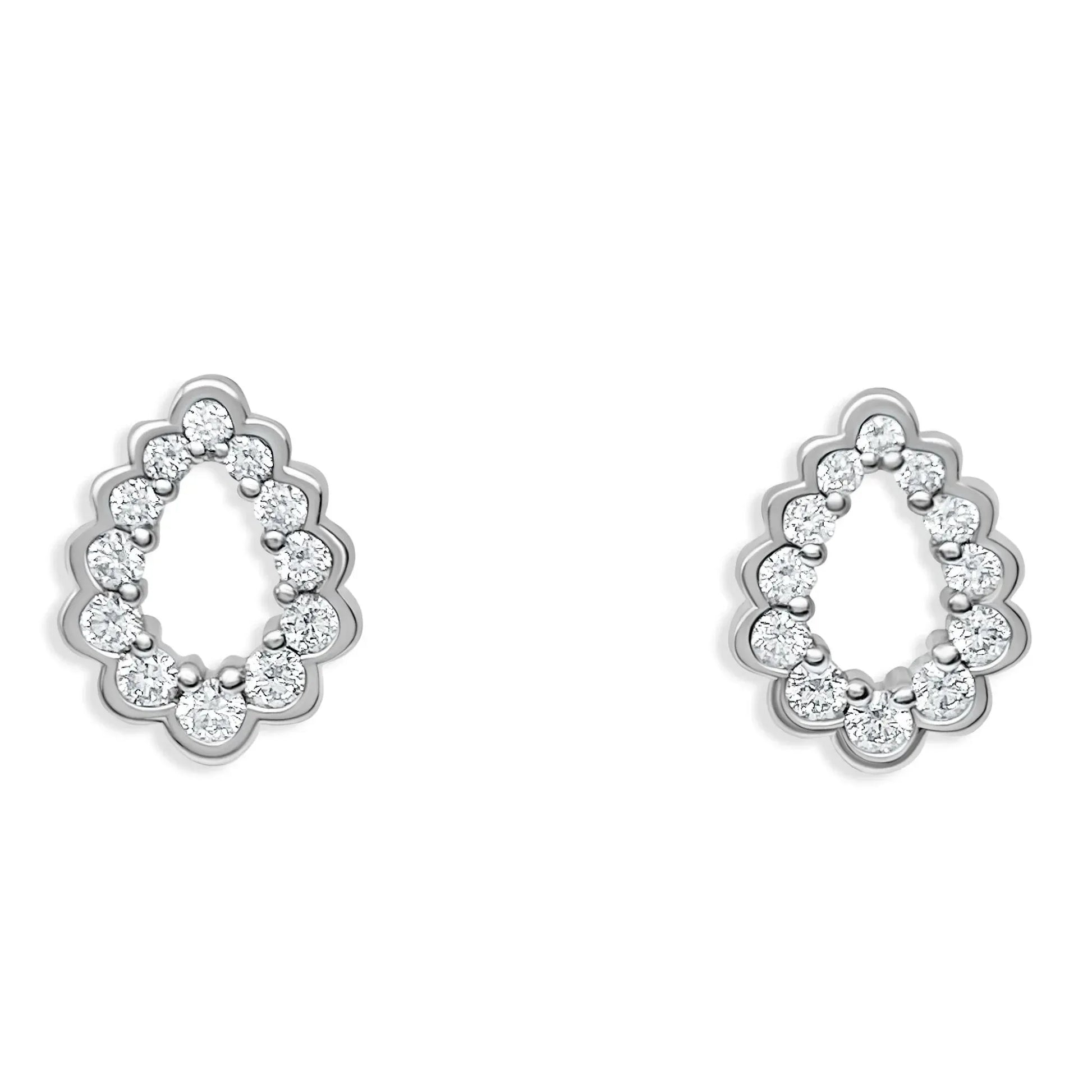 Scallop Droplette Cubic Zirconia Stud Earrings Sterling Silver - Devine & Co.