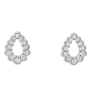 Scallop Droplette Cubic Zirconia Stud Earrings Sterling Silver