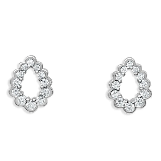 Scallop Droplette Cubic Zirconia Stud Earrings Sterling Silver - Devine & Co.