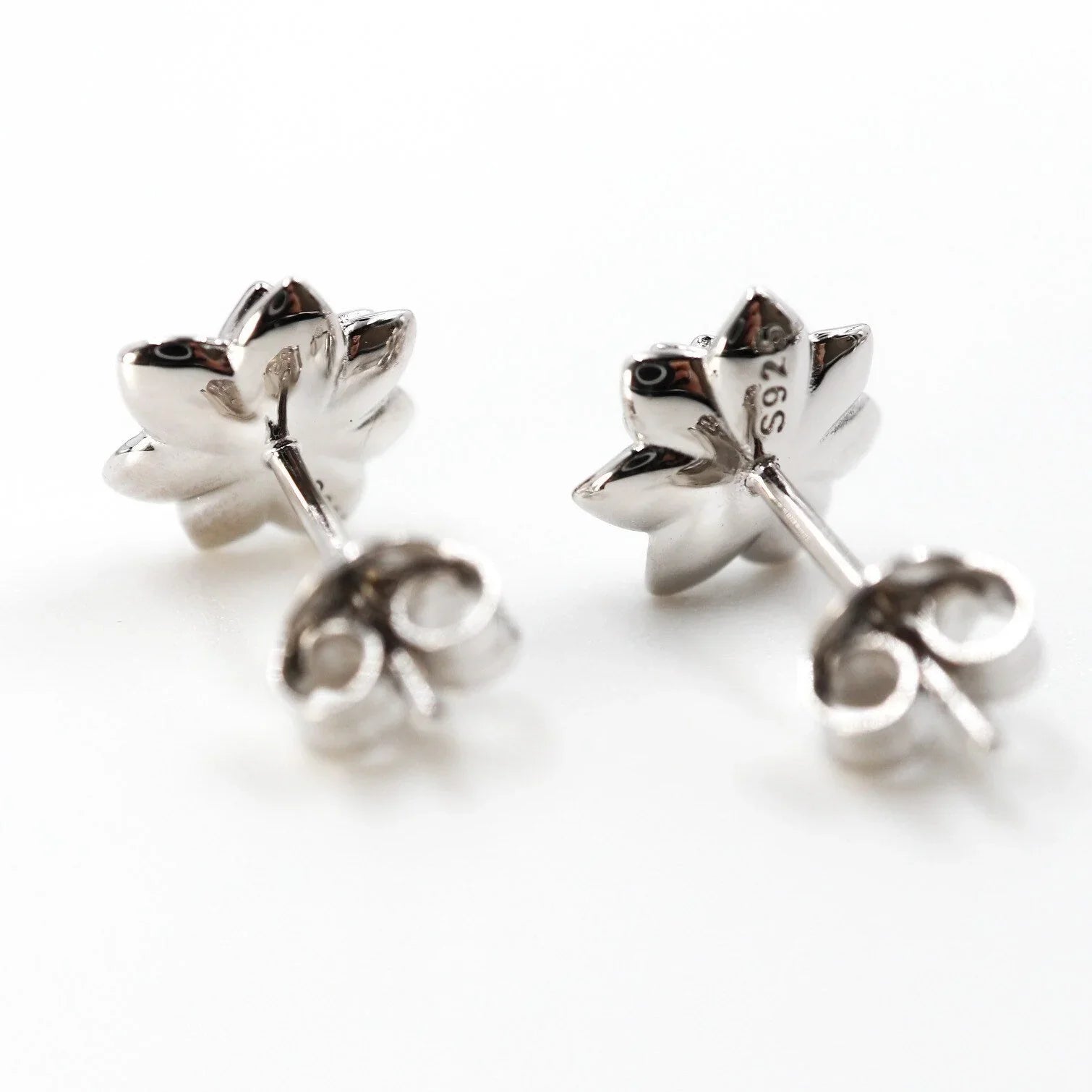 Succulent Post 9mm Rhodium Plated Sterling Silver Stud Earrings - Devine & Co.