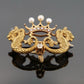 Antique 14K Yellow Gold Seed Pearl & Diamond 3.18g Dragon Crown Enhancer Brooch