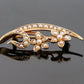 Antique 14K Yellow Gold Seed Pearl Floral Art Nouveau 2.67g Flower Leaf Brooch