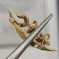 Antique 14K Yellow Gold Seed Pearl Floral Art Nouveau 2.67g Flower Leaf Brooch