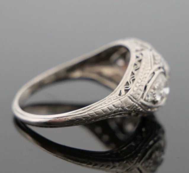 1920s Art Deco Old European Cuts Handmade Filigree 2.00CTW Platinum Diamond Ring