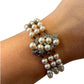 Vintage 10K White Gold 5.50-6mm Three-Strand Akoya Pearl & Diamond Bracelet