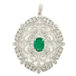 EFFY 14K White Gold Natural Diamond & Oval Green Emerald Filigree Pendant - Devine & Co.