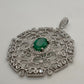 EFFY 14K White Gold Natural Diamond & Oval Green Emerald Filigree Pendant - Devine & Co.