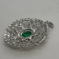 EFFY 14K White Gold Natural Diamond & Oval Green Emerald Filigree Pendant - Devine & Co.