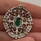 EFFY 14K White Gold Natural Diamond & Oval Green Emerald Filigree Pendant - Devine & Co.