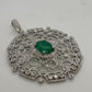 EFFY 14K White Gold Natural Diamond & Oval Green Emerald Filigree Pendant - Devine & Co.