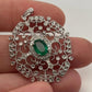 EFFY 14K White Gold Natural Diamond & Oval Green Emerald Filigree Pendant - Devine & Co.