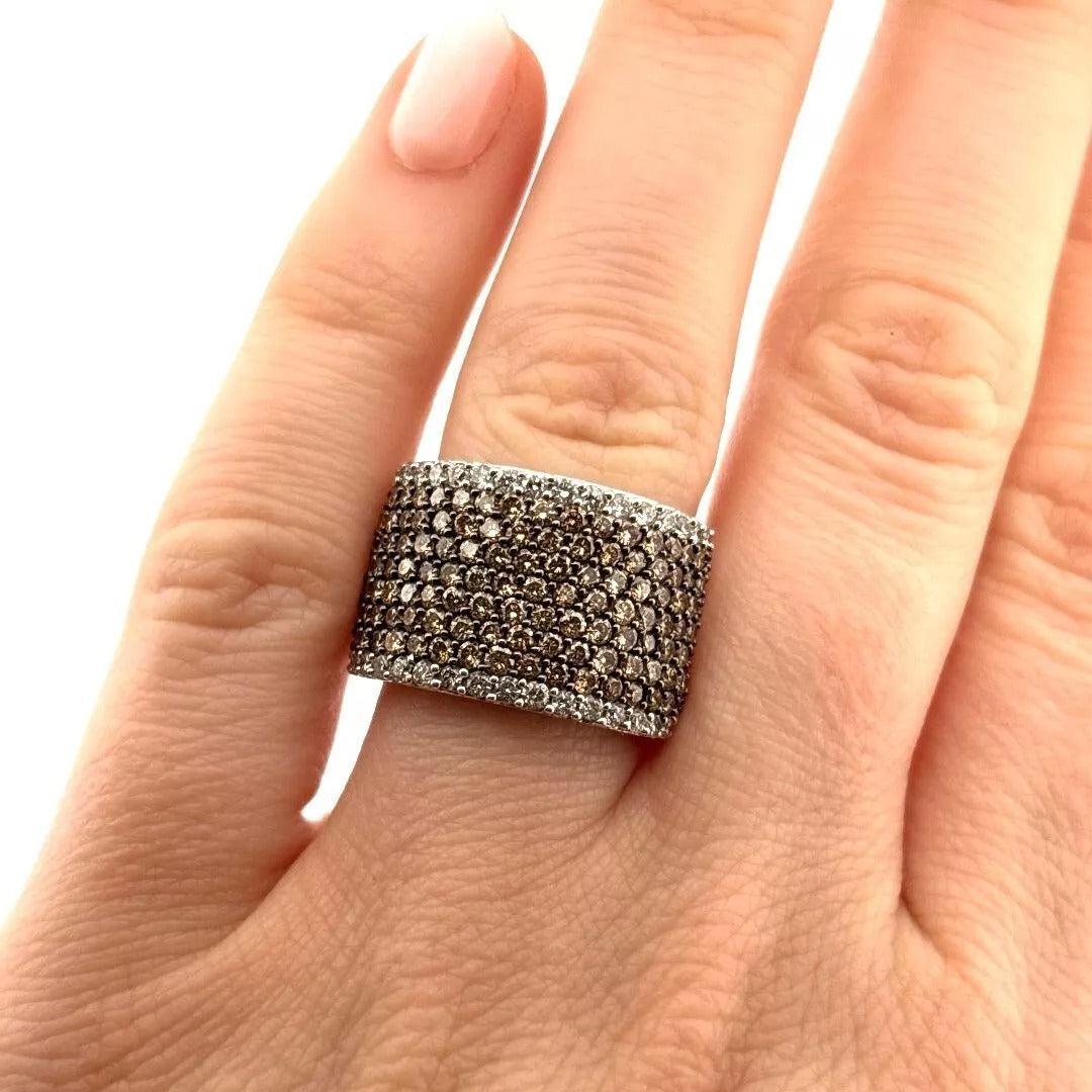 Effy Natural Brown 18K White Gold 3.50CTW Champagne & White Diamond Band Ring - Devine & Co.
