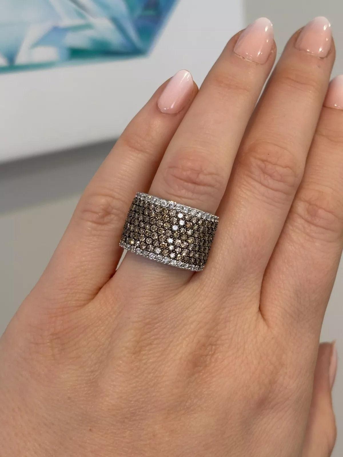 Effy Natural Brown 18K White Gold 3.50CTW Champagne & White Diamond Band Ring - Devine & Co.