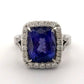 Elongated Cushion Natural Tanzanite & Round Diamond 6.29CT 14K White Gold Ring Size 8 - Devine & Co.