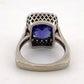 Elongated Cushion Natural Tanzanite & Round Diamond 6.29CT 14K White Gold Ring Size 8 - Devine & Co.