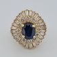 Estate 14K Yellow Gold Natural Sapphire & Diamond Ballerina Ring - Devine & Co.