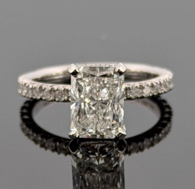 Consignment - Platinum Solitaire Diamond Natural Radiant 2.50ct F/VS2 GIA Engagement Ring Size 7 - platinum, diamond, ring...