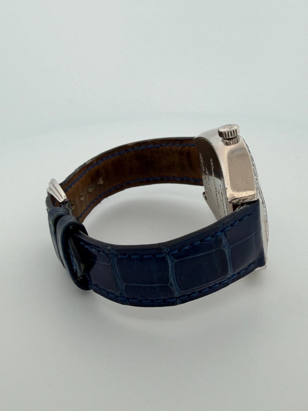 Franck Muller 6850 SC DP Diamond Dial Watch Blue Strap Automatic Platinum Rotor - Devine & Co.