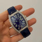 Franck Muller 6850 SC DP Diamond Dial Watch Blue Strap Automatic Platinum Rotor - Devine & Co.