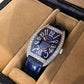 Franck Muller 6850 SC DP Diamond Dial Watch Blue Strap Automatic Platinum Rotor - Devine & Co.