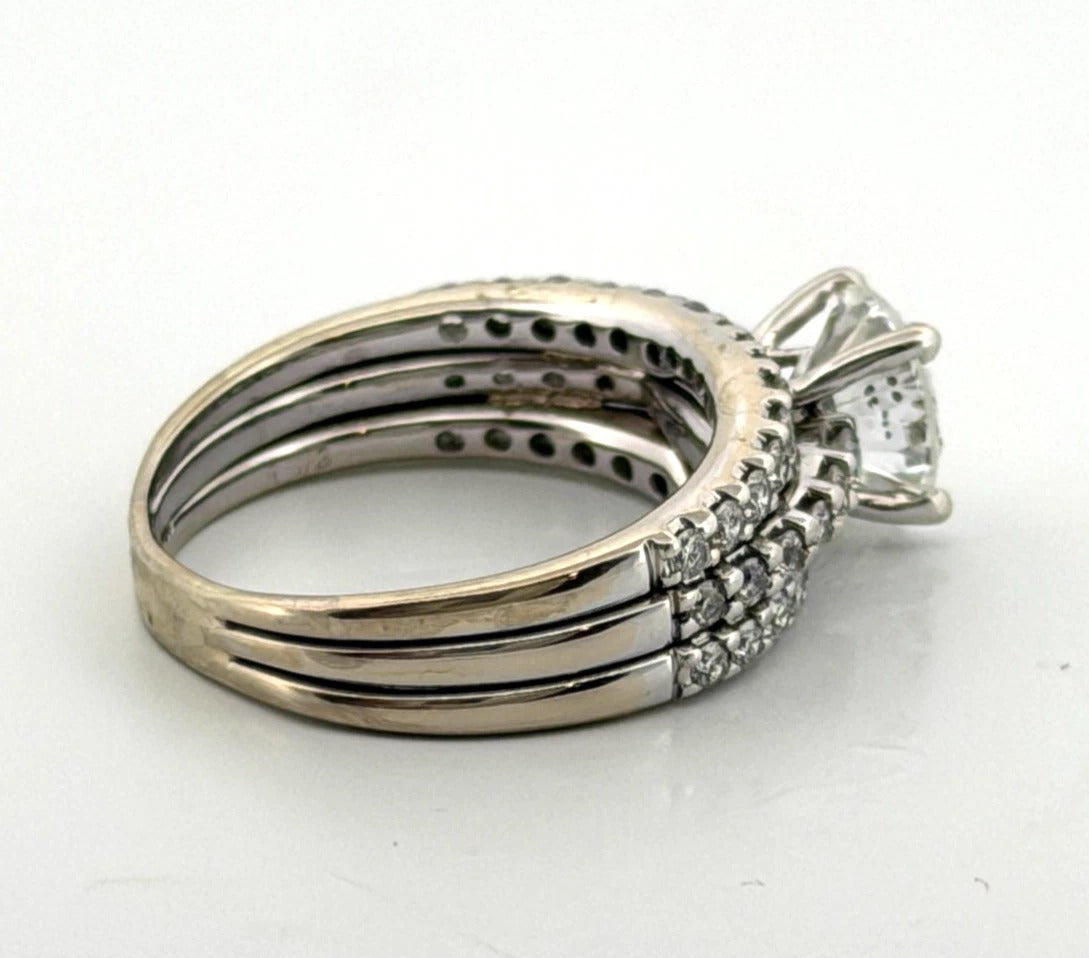 14K White Gold 1.30ct I2, H Round Brilliant Diamond Pave Engagement Ring Size 6.75