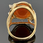 14K Yellow Gold Freeform Large Natural Orange Jadeite Cabochon & Diamond Ring by Devine & Co — detail view