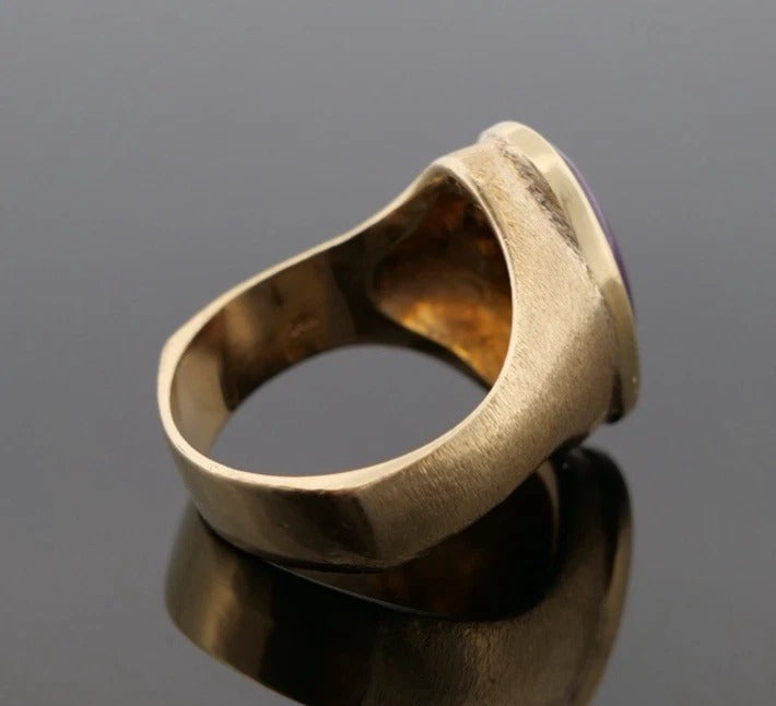 14K Yellow Gold 12.00 Grams Custom Purple Charoite Bezel Ring Size 10