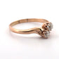Antique 14K Rose Gold 0.40CTW Old Mine Cut Diamond 2-Stone Bypass Ring Size 9.75