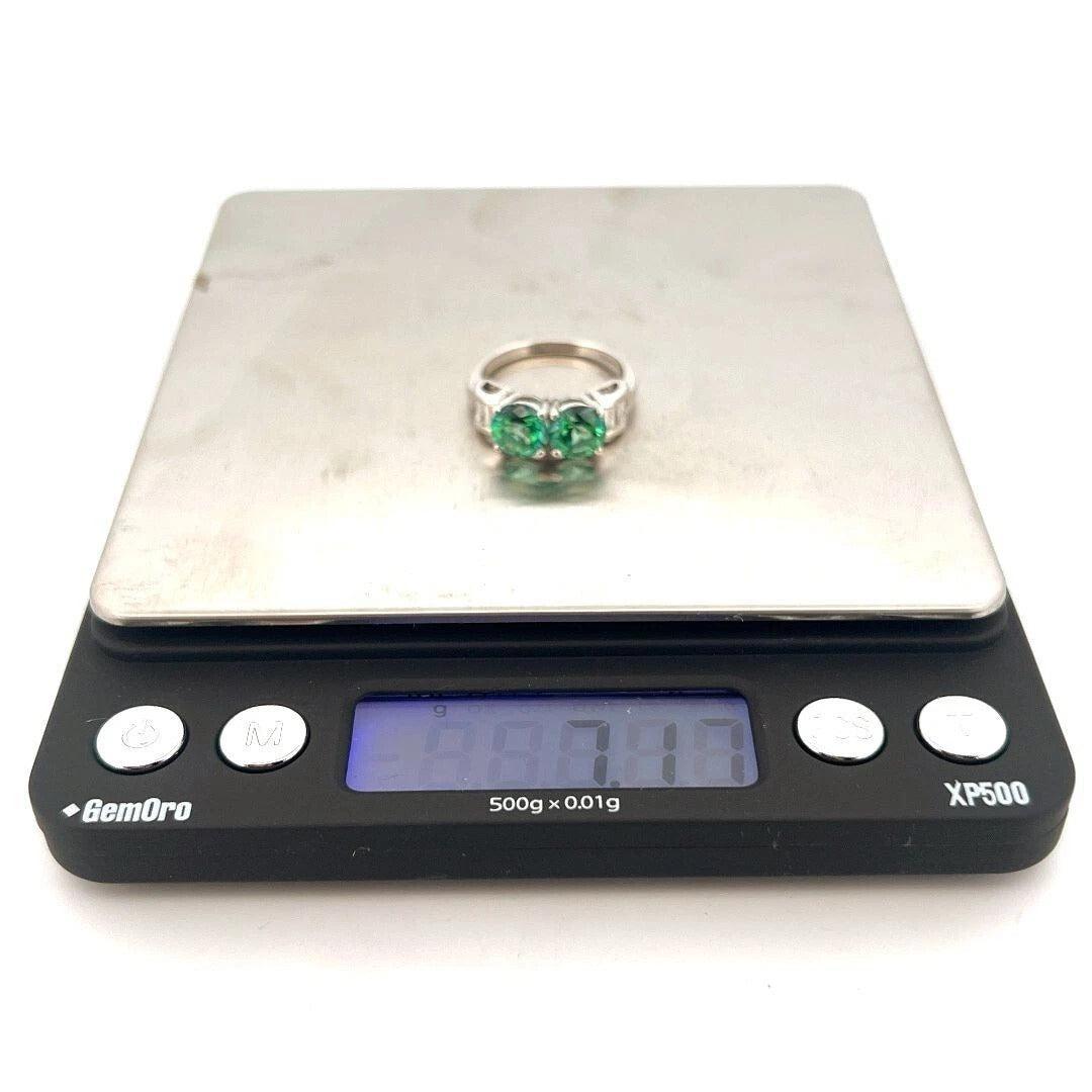 High Quality Natural Green-Blue Tourmaline & Diamond Platinum Ring 3ctw Sz 7.50 - Devine & Co.