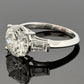 Consignment - Platinum 3.01ct Round Brilliant Natural Diamond GIA Baguettes Three-Stone Ring - platinum, diamond, ring - (...