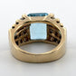 14K Yellow Gold Emerald Cut 7.75g Aquamarine Diamond Ring Size 4.75