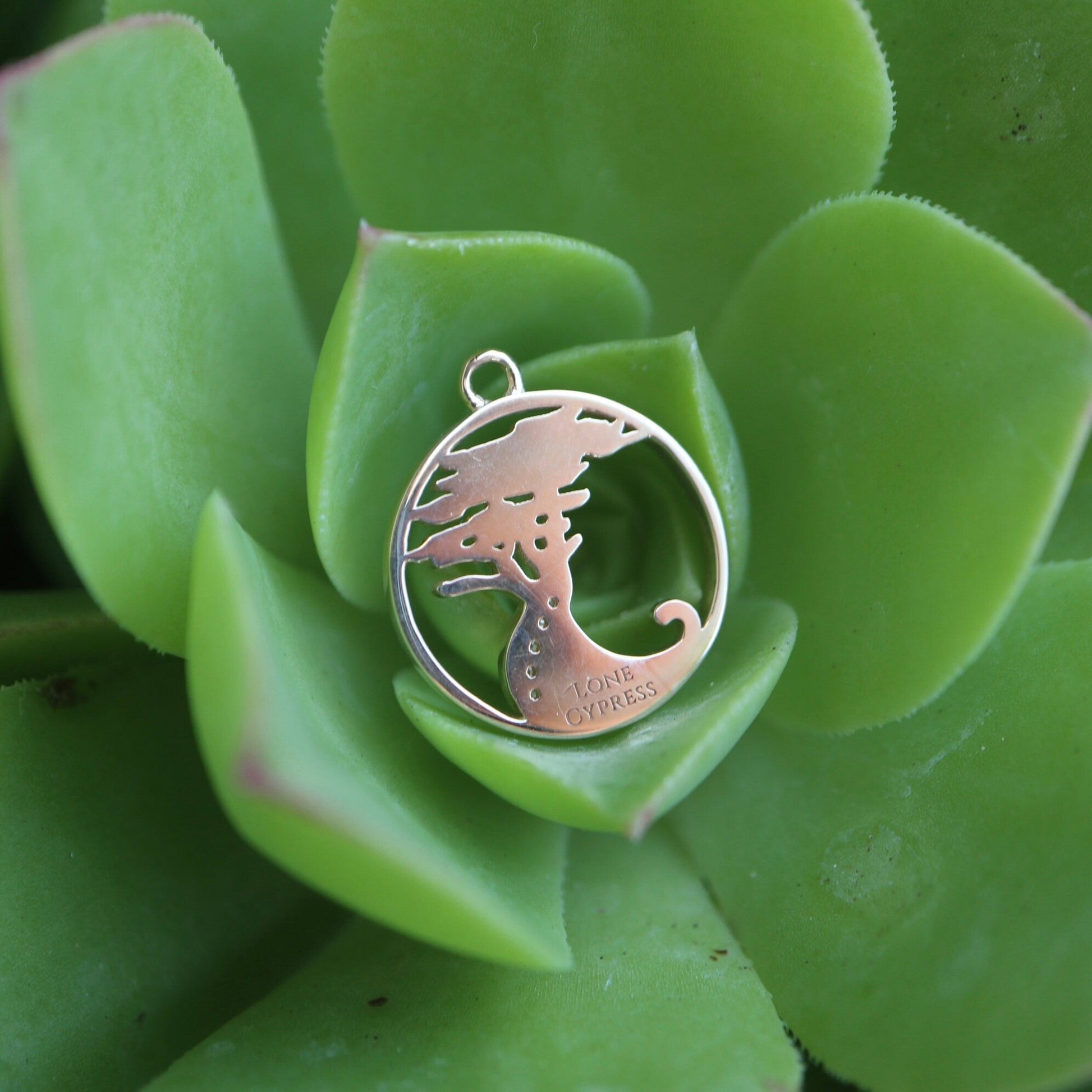 Lone Cypress Pebble Beach Wave Charm Pendant 14K & Diamonds - Devine & Co.