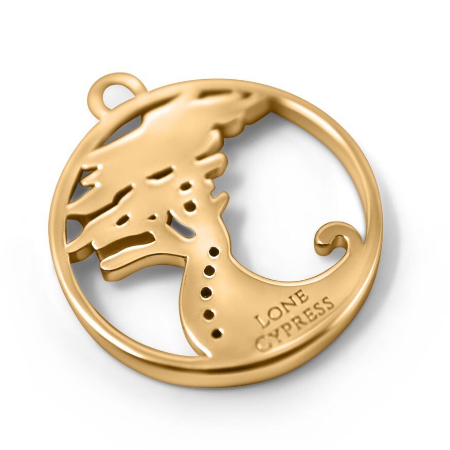 Lone Cypress Pebble Beach Wave Charm Pendant 14K & Diamonds - Devine & Co.