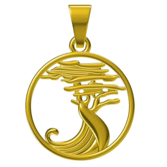 Lone Cypress Pebble Beach Wave Charm Pendant Brass Plated - Devine & Co.