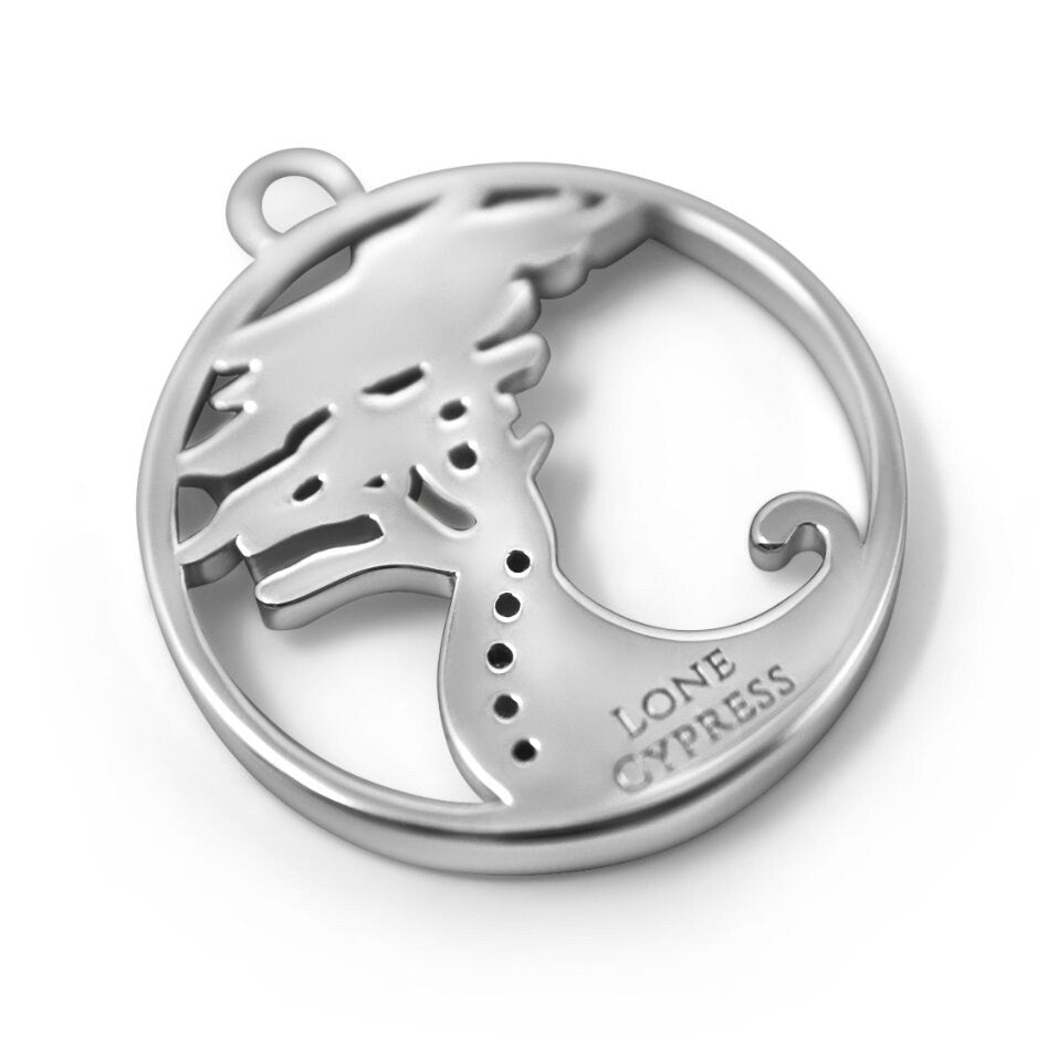 Lone Cypress Pebble Beach Wave Charm Pendant Sterling & Cubic Zirconia - Devine & Co.