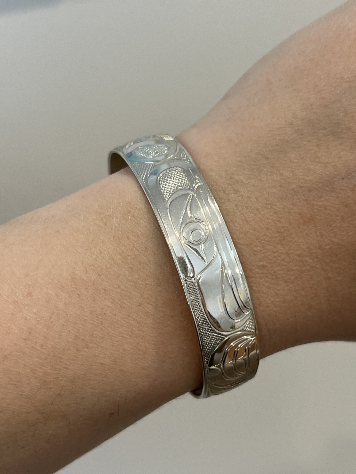 Marko Harper Signed Sterling Silver Cuff 13mm 925 Native Eagle Bracelet - Devine & Co.