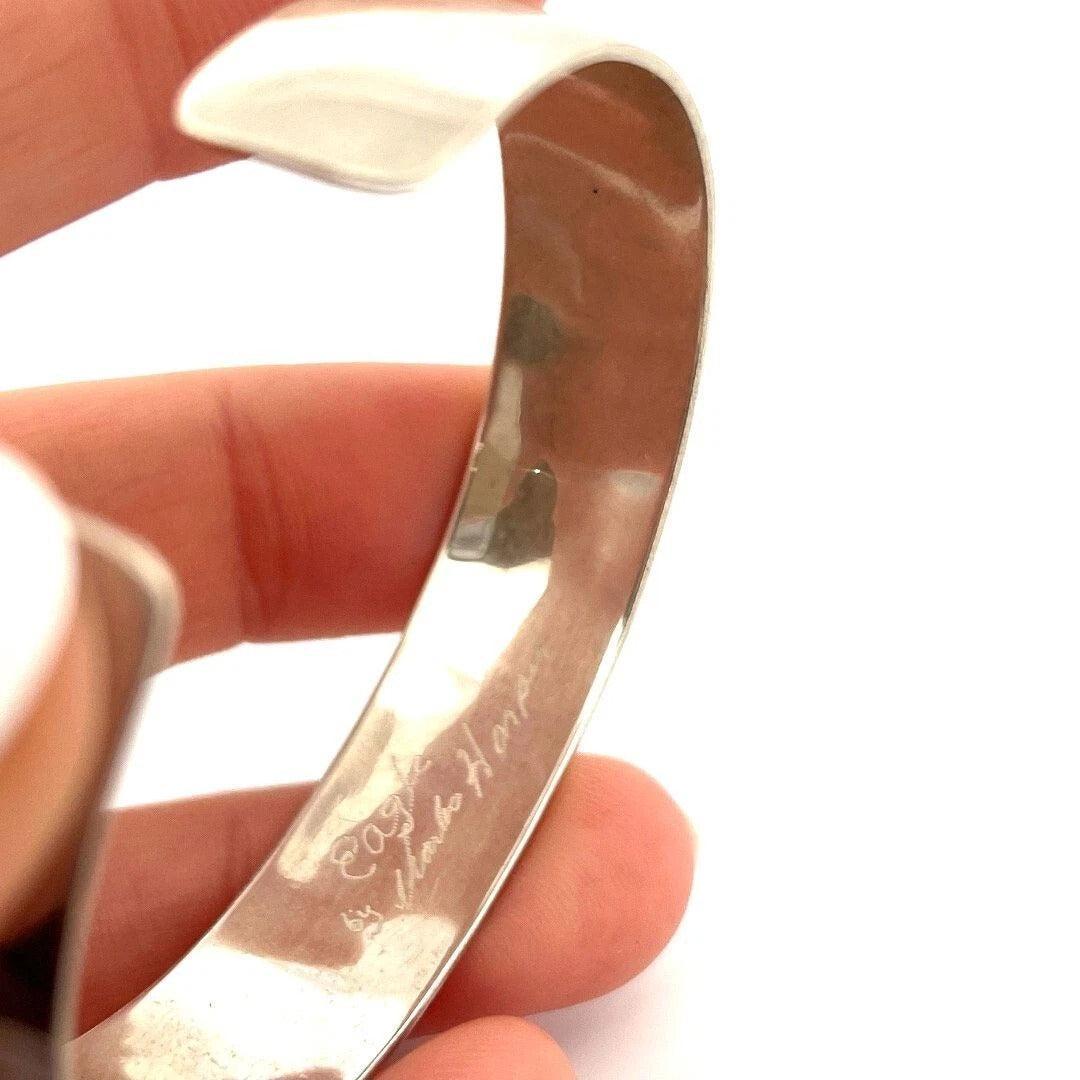 Marko Harper Signed Sterling Silver Cuff 13mm 925 Native Eagle Bracelet - Devine & Co.