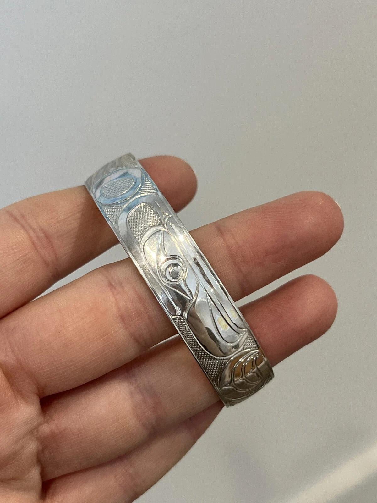 Marko Harper Signed Sterling Silver Cuff 13mm 925 Native Eagle Bracelet - Devine & Co.